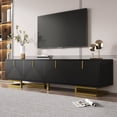 thumbnail image 2 of Homy Casa TV Stand with Textured Doors, Gold Handles & Legs, 2 of 12