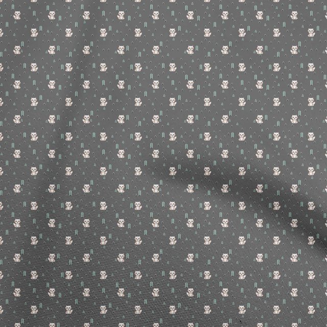oneOone Polyester Spandex Gray Fabric Fox Sewing Material Print Fabric By The Yard 56 Inch Wide