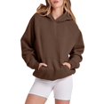 thumbnail image 2 of 2025 Mode pour Femmes Couleur Unie Tunique à Fermeture Éclair Manches Longues Décontractée Robe Chandail pour Femmes Robe Chandail à Col, 2 of 5