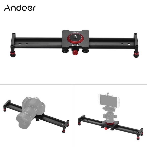 Andoer 40cm / 16inch alliage d'aluminium Camera Slider Track Rail Stabilisateur vidéo pour appareil photo reflex numérique Caméscope DV Film Photographie, charge jusqu'à 11Lbs