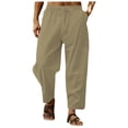 thumbnail image 1 of SHIXIAOO Pantalon en Lin pour Homme à Poches, Ample, Taille Basse, à Cordon, Pantalon Décontracté, Jogging, 1 of 7