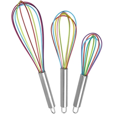 Whisk silicone, 3 pieces Kitchen whisk with stainless handle Whisk Small whisk set for mixing, whisk, beating, frothing and stirring