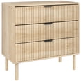 thumbnail image 1 of HOMCOM Commode, Commode à 3 Tiroirs avec Panneaux Cannelés, Chêne, 1 of 10