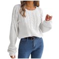 thumbnail image 2 of Dvkptbk Chandails pour Femmes Mode pour Femmes Manches Longues Col Rond Chandail Ample Hauts Blouse Chandail Tricoté Vêtements en Liquidation, 2 of 4