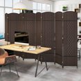 thumbnail image 4 of Costway 8-Panel Room Divider 6 FT Tall Folding Privacy Screen with Solid Wood Frame Brown, 4 of 9