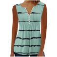 thumbnail image 1 of Timegard Tank Tops for Women Notched V-Neck Button Ruched Striped Sleeveless Tshirts Casual Tunic Top, 1 of 5