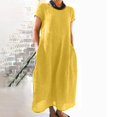 thumbnail image 2 of Kcodviy Robe d'Été Confortable et Ample pour Femme Longueur Genou Couleur Unie Manches Courtes Robes d'Été pour Femmes Robe Longue, 2 of 6