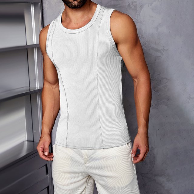 Styesk Tank Tops Men Men's Solid Color Fashionable Leisure Fitness Sports Slim Tank