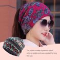 thumbnail image 4 of Maoww Bonnet Slouchy Style Bohème Musulman Hijab Turban Extensible Mode Protection des Oreilles Accessoires Coiffure Bonnet Bleu Losange, 4 of 9