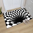 thumbnail image 1 of Optical Illusion Rug 3D Stereo Checkered Vortex - Non-Slip Black & White Plaid Area Rug for Home Decor, 1 of 2