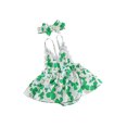thumbnail image 1 of SUNSIOM Ensemble 2 Pcs Fille Irlandaise Imprimé Trèfle Sans Manches Robe et Bandeau Mignon Mode Vêtements d'Été, 1 of 6