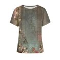 thumbnail image 4 of Chemises pour Femmes Femmes Mode Été Aguichant Plissé Imprimé Régulier Femmes Manches Courtes Col Rond Bouton Haut Blouse pour Femmes Chic Décontracté en Liquidation, 4 of 5