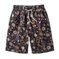 thumbnail image 1 of Short de Plage Décontracté en Coton et Lin à Cordon Style Ethnique Floral Marine TTTG, 1 of 3
