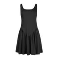 thumbnail image 4 of Liquidation! Mode pour Femmes, Robe d'Été Décontractée pour Femmes avec Poches, Couleur Unie, Mini-Robe à Col en V, Noir, m, 4 of 9