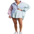thumbnail image 3 of Ensemble d'Été Deux Pièces pour Femmes Chemise Rayée à Manches Longues et Shorts, 3 of 5