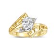 thumbnail image 1 of RYLOS Rings for Women 14K Yellow Gold Greek Key Designer Ring 9X7MM Gemstone & Diamond Ring April White Topaz Jewelry  Size 9, 1 of 7