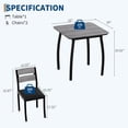 thumbnail image 2 of 3 Piece Dining Table Set for 2 – Space-Saving Kitchen Table with Metal Frame, Wood Grain Top, Upholstered Chairs – Perfect for Small Dining Room, Apartment, Studio, 2 of 9