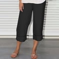 thumbnail image 2 of Birdeem Pantalon Capri pour Femmes à Taille Élastique, Été, Uni, Décontracté, Mode, Sortie, 2 of 12