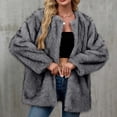 thumbnail image 2 of Hvobtty Veste en Molleton Décontractée à Manches Longues pour Femmes, Manteau Chaud en Fausse Fourrure pour Femmes Dames, Manteau d'Hiver Uni à Col Rond, 2 of 4