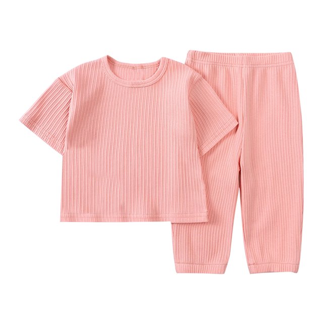Birdeem Mode Filles Décontracté T-Shirts à Manches Courtes Col Rond Bouton Uni Ensembles de Pantalons Longs