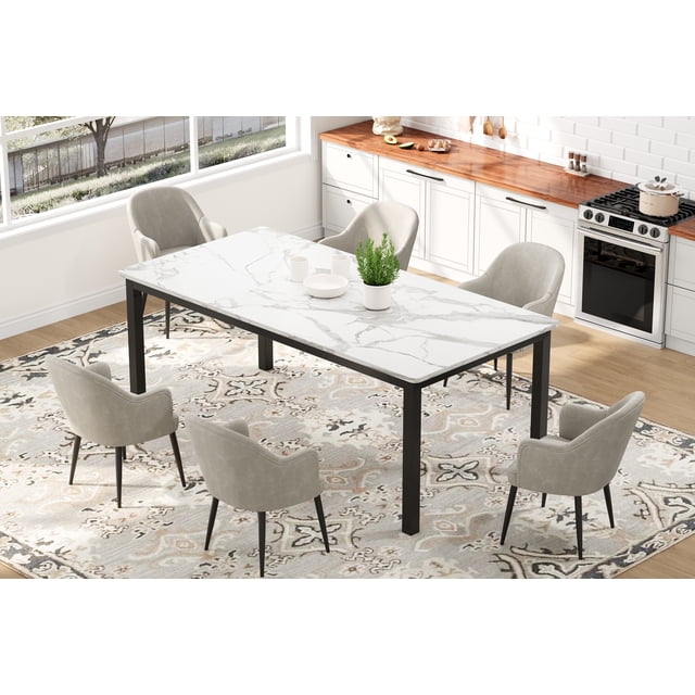 Industrial Dining Table for 8, 71 Inch Kitchen Table with Sturdy Metal Legs for Dining Room & Office( No Chairs)