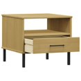 thumbnail image 3 of vidaXL Table de Chevet avec Pieds en Métal Bois Massif Pin Brun OSLO, 3 of 5