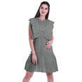 thumbnail image 1 of Moomaya Womens Ruffle Sleeve A,Line Schiffli Dress Solid Designer Party Dress, 1 of 6