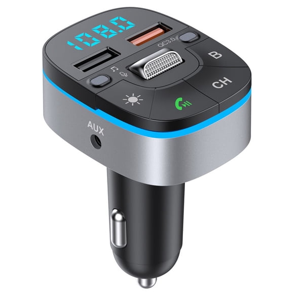 Dual Mic FM Transmitter Bass AUX Audio Receiver 2 USB QC3.0 Fast Charging Car Charger MP3 Player Handsfree Bluetooth 5.0 Car Kit