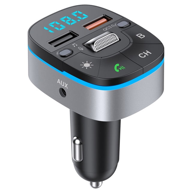 Dual Mic FM Transmitter Bass AUX Audio Receiver 2 USB QC3.0 Fast Charging Car Charger MP3 Player Handsfree Bluetooth 5.0 Car Kit
