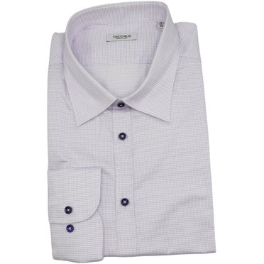 Taccaliti Men's White/Purple Checkered Dress Shirt - 42-16.5 (L)