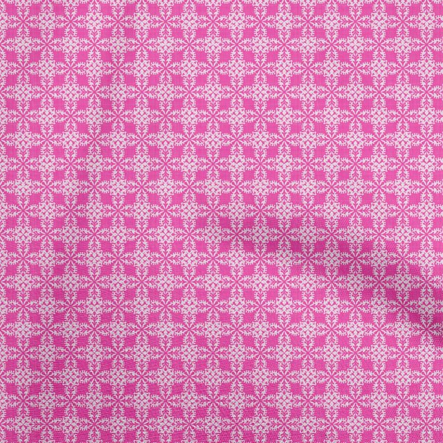 oneOone Polyester Spandex Fuschia Pink Fabric Geometric Tile Sewing Craft Projects Fabric Prints By Yard 56 Inch Wide