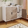 thumbnail image 4 of Armoire de Rangement Moderne, Buffet Blanc Fini Bois avec Tiroir et Tablettes à Hauteur Réglable (35,5 L x 11,5 L x 28,5 H), 4 of 23