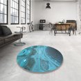 thumbnail image 4 of Ahgly Company Tapis d'Intérieur Lavable en Machine Carré Turquoise Bleu Vif, 8 Pieds Carré, 4 of 7