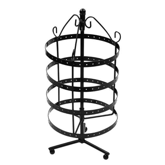 maskred Round Rotating Earrings Stand Holder Metal Stud Earring Display Rack 4 Layer Desktop Jewelry Hanger black