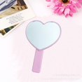 thumbnail image 2 of Milaget Mini Heart-Shaped Travel Handheld Mirror, Cosmetic Hand Mirror with Handle, with 4 Colors to Select Pink, 2 of 9
