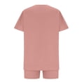 thumbnail image 4 of AherBiu Womens Short Sweatsuits Short Sleeve Side Slit Pullover Tops with Sweatshorts 2 Piece Summer Workout Sets, 4 of 6