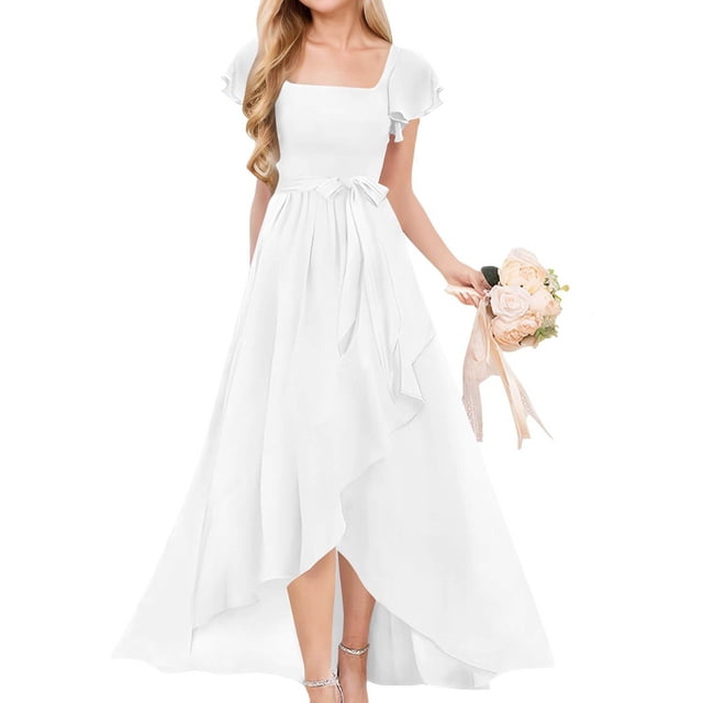 Robe pour Fille, Robe d'Été pour Fille pour Fête à Manches Courtes, Col Rond, Robe Trapèze Tournoyante avec Jupe Évasée pour Tout-Petite à Ado