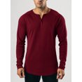 thumbnail image 2 of FAROOT Men's Spring Autumn Casual T-shirt Solid Color Long Sleeve Crewneck Button Down Shirt Tops, 2 of 7