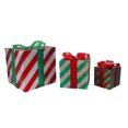 thumbnail image 1 of Northlight Striped Gift Boxes Outdoor Christmas Decorations - 8" - Clear Lights - Set of 3, 1 of 3
