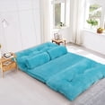 thumbnail image 4 of Gymax Floor Sofa Bed 6-Position Adjustable Sleeper Lounge Couch with 2 Pillows Blue, 4 of 10