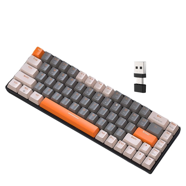 Milaget Clavier de Jeu Mécanique 2 Modes de Connexion 68 Touches Capuchons de Touches PBT Portable Type B