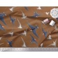thumbnail image 2 of Soimoi Brown polyester Crepe Fabric Flying Woodpecker Bird Printed Fabric 1 Yard 52 Inch Wide, 2 of 3