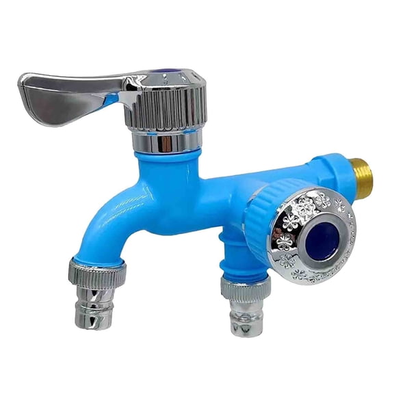 Plastic Washing Washer Faucet 4 Points 2-Fold Head 1 Into 2 Cold Water Wall Faucet