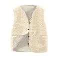 thumbnail image 1 of FAIWAD Womens Fleece Vest Fall Winter Warm Sleeveless Button Down Waistcoat Solid Color Loose Vest Coat, 1 of 7