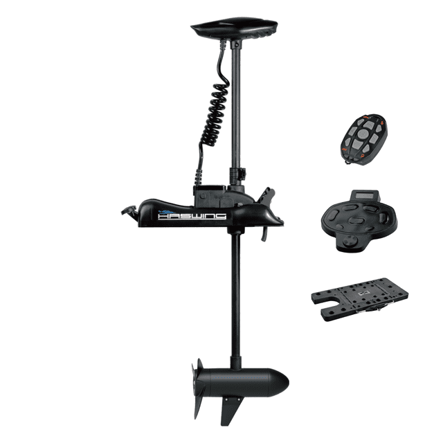 HASWING OUTDOOR Electric Trolling Motor – 12V 55LB 48 Inch Shaft Cayman Bow Mount Boat Fishing Saltwater Freshwater with Remote Control, Quick Release Bracket and Foot Controller