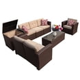 thumbnail image 1 of Super Patio 8 Pieces Patio Furniture Set, Outdoor Sectional Sofa, All-Weather PE Wicker Patio Conversation Sets with Storage Box, Tempered Glass Coffee Table, Three Red Pillows, Brown, 1 of 5