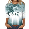 thumbnail image 1 of Pompotops T-shirt Ample Imprimé Mode Femme Manches 3/4 Mi-Longueur Col Rond Décontracté en Liquidation, 1 of 5