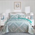 thumbnail image 1 of JML Ensemble de Courtepointe Vert à Losanges, 3 Pcs, Grand Lit, Couvre-Lit en Microfibre Douce, 1 of 6