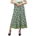 thumbnail image 1 of Phagun Robe Bohème Verte en Coton, Jupe Portefeuille Réversible Imprimée Ikat pour l'Été, 1 of 6