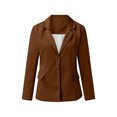 thumbnail image 2 of Innerwin Blazers Solid Color Women Cardigan Jacket Work Shawl Neck Slim Fit Business Jackets Brown XL, 2 of 6